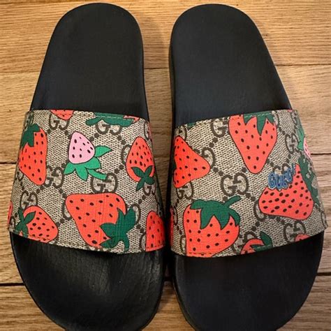 gucci strawberry slides nordstrom|gucci strawberry slide goat.